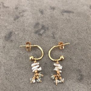Gold hoop earrings + crystal & pearl charms